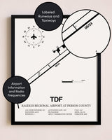 Framed Raleigh Regional Airport At Person County layout wall art poster