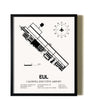 Framed Caldwell Executive Airport wall art poster in black frame