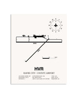 Gray Havre City-County Airport framed poster displayed in an airplane hangar