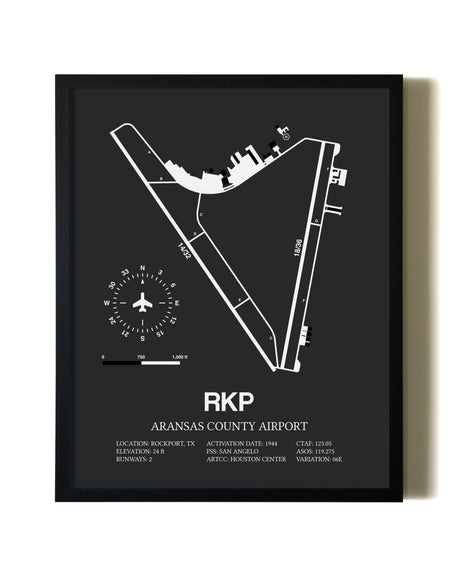 Unframed Aransas County Airport map print poster