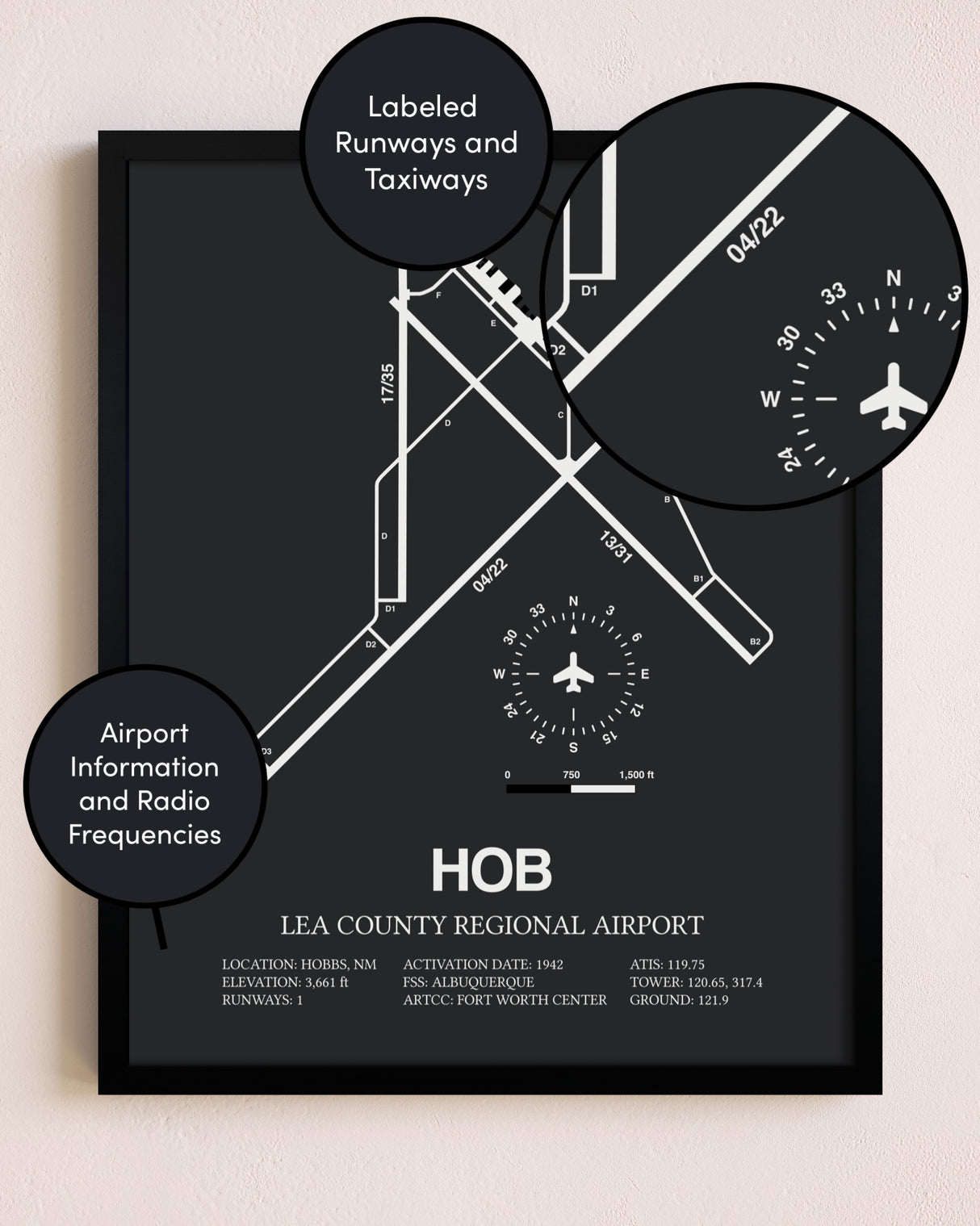 Lea County Regional Airport poster size comparison chart