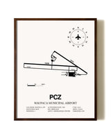 Waupaca Municipal Airport aviation print in walnut frame