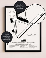 Framed McGuire Field (Joint Base McGuire Dix Lakehurst) Airport layout wall art poster