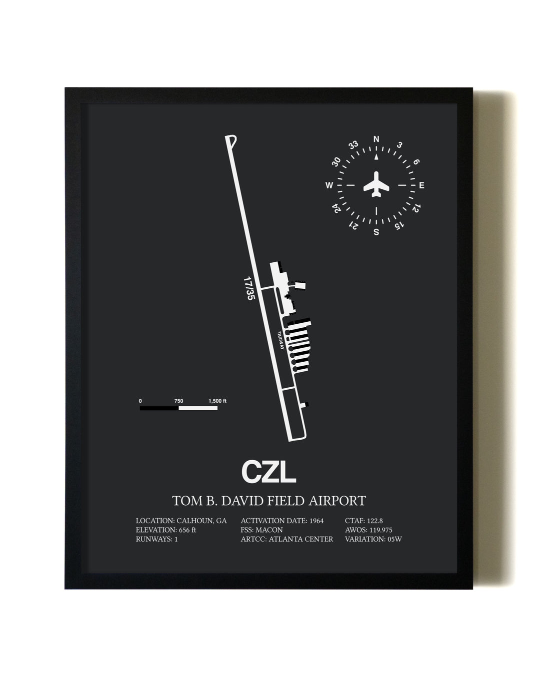 Unframed Tom B. David Field Airport map print poster