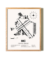 Crystal Airport framed print in natural wood frame