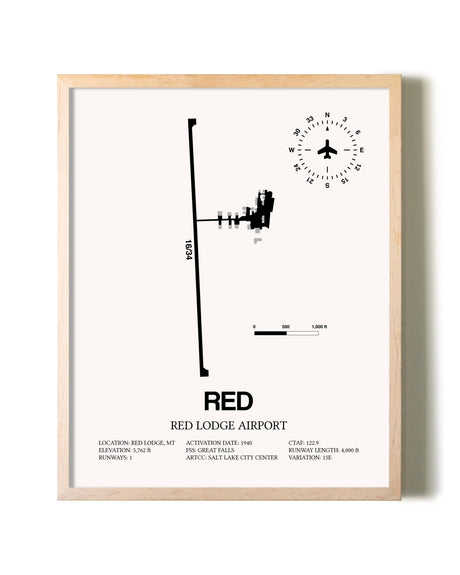 Red Lodge Airport framed wall art in white frame