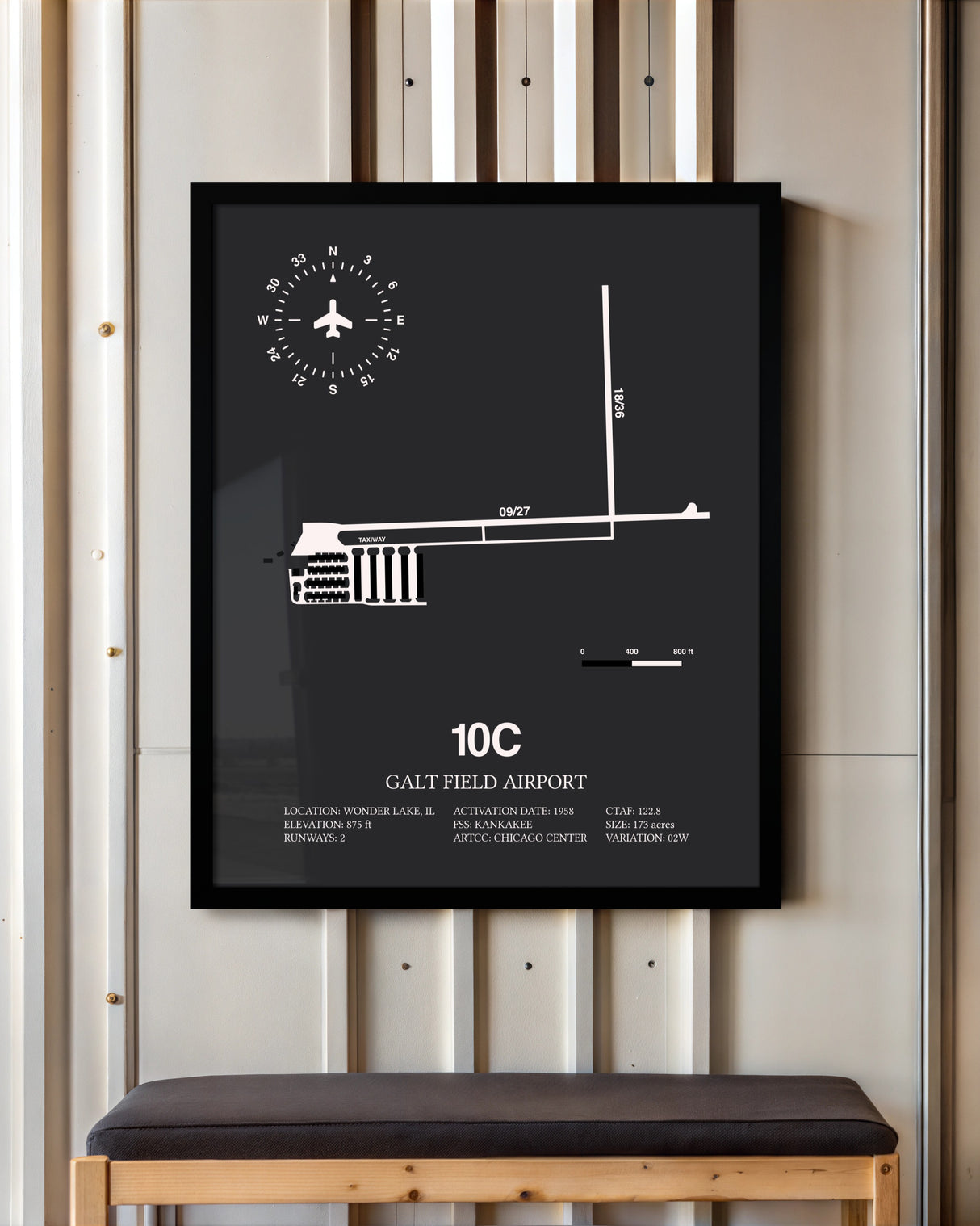 Frame color options for Galt Field Airport Wall Art