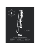 Gray Framed Tacoma Narrows Airport layout wall art poster