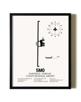 Framed Hartselle / Morgan County Regional Airport wall art poster in black frame
