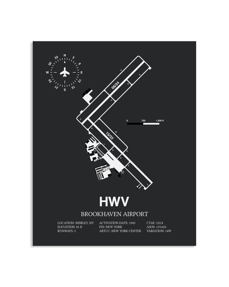 Gray Framed Brookhaven Airport layout wall art poster