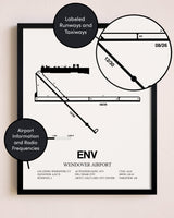Framed Wendover Airport layout wall art poster