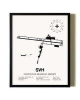 Framed Statesville Regional Airport wall art poster in black frame