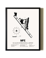 Framed McAllen International Airport wall art poster in black frame