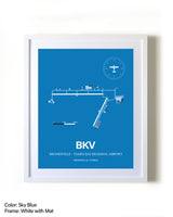 Brooksville-Tampa Bay Regional Airport framed wall art in white frame with mat