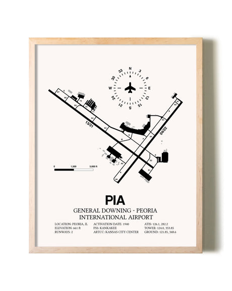 General Downing-Peoria International Airport framed wall art in white frame