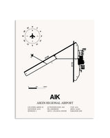 Gray Aiken Regional Airport framed poster displayed in an airplane hangar