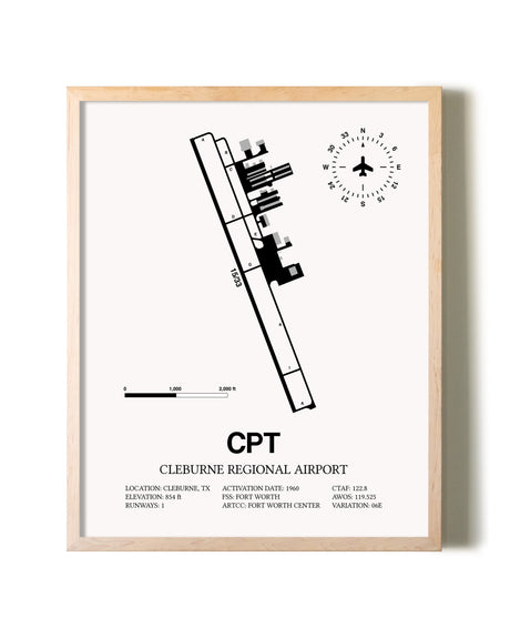 CPT Airport Map, Cleburne Regional Airport Print