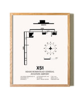 Miami Homestead General Aviation Airport framed print in natural wood frame