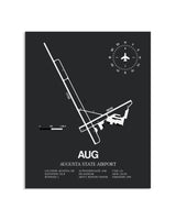 Gray Framed Augusta State Airport layout wall art poster