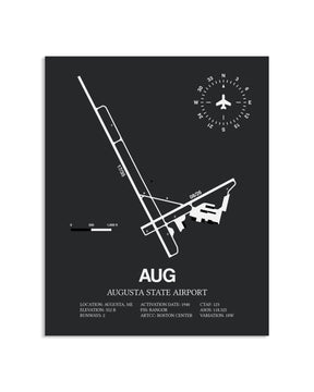 Gray Framed Augusta State Airport layout wall art poster