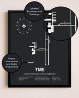 Houston Executive Airport poster size comparison chart