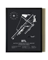 Unframed Battle Creek Executive Airport At Kellogg Field map print poster