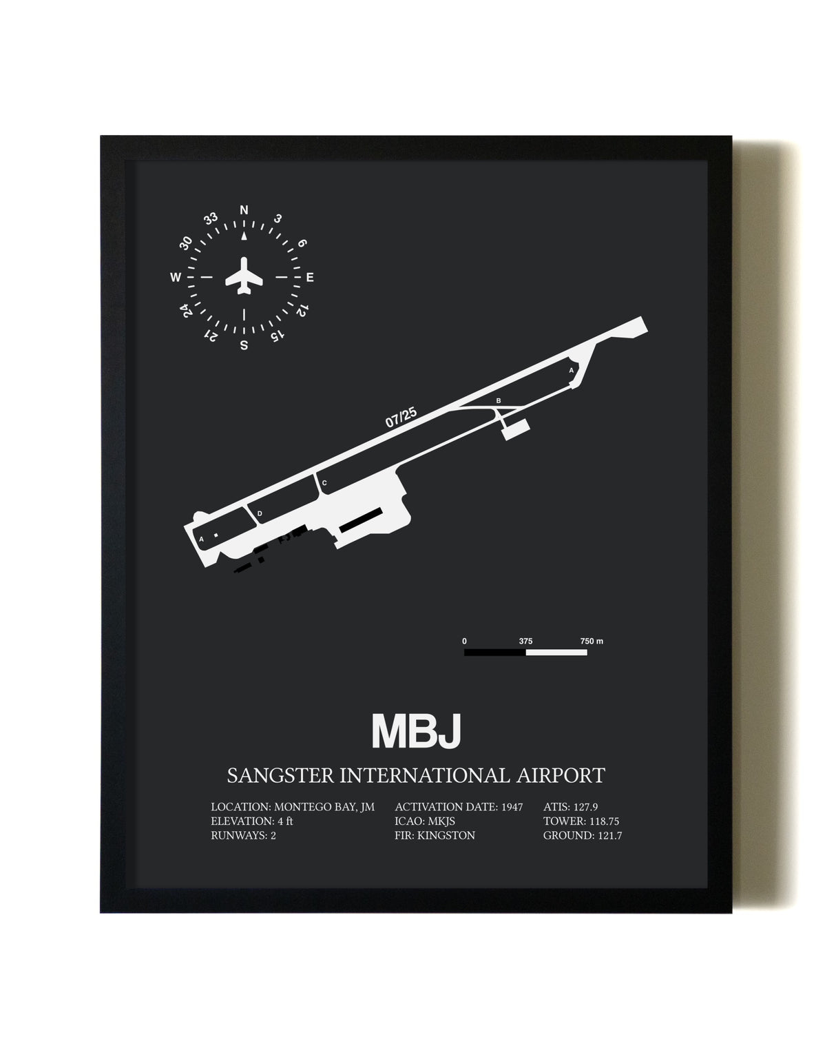 Unframed Sangster International Airport map print poster