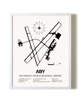 Southwest Georgia Regional Airport airport map poster in oak frame