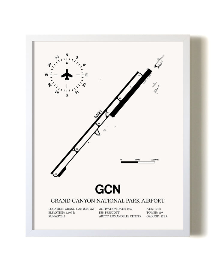 Grand Canyon National Park Airport airport map poster in oak frame