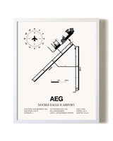 Double Eagle II Airport airport map poster in oak frame