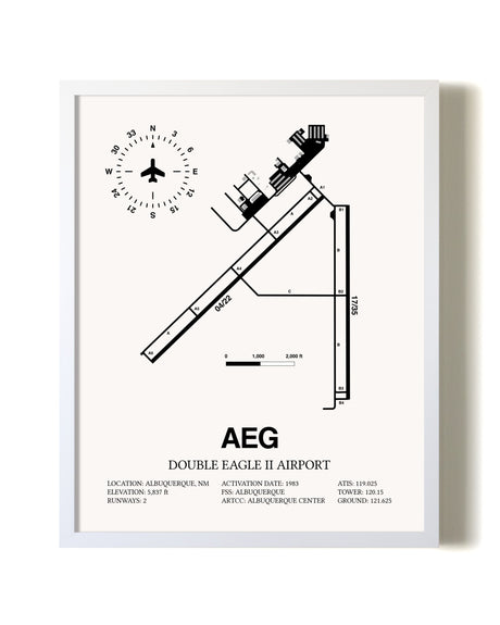 Double Eagle II Airport airport map poster in oak frame