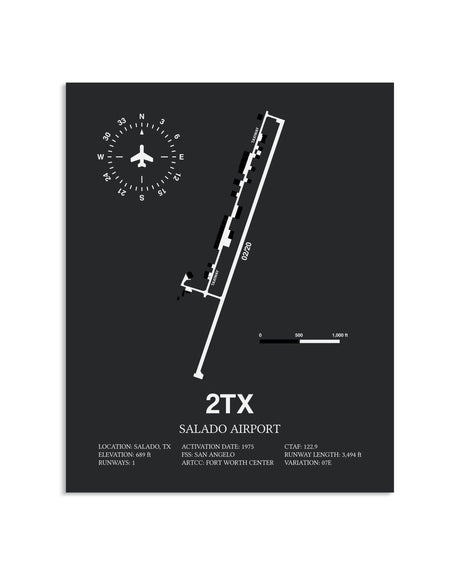 Gray Framed Salado Airport layout wall art poster
