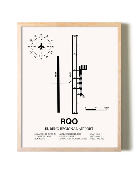 El Reno Regional Airport framed wall art in white frame