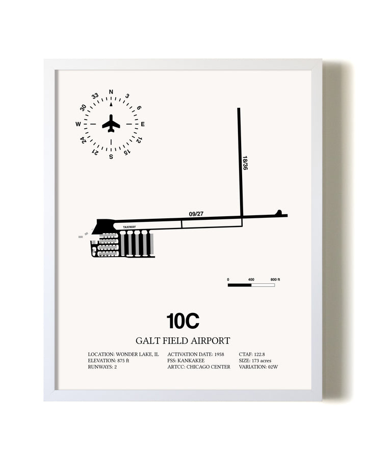 Galt Field Airport airport map poster in oak frame