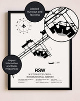 Framed Southwest Florida International Airport layout wall art poster