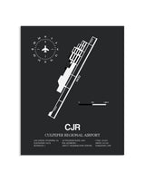 Gray Framed Culpeper Regional Airport layout wall art poster