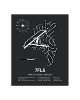 Gray Framed Spruce Creek Airport layout wall art poster