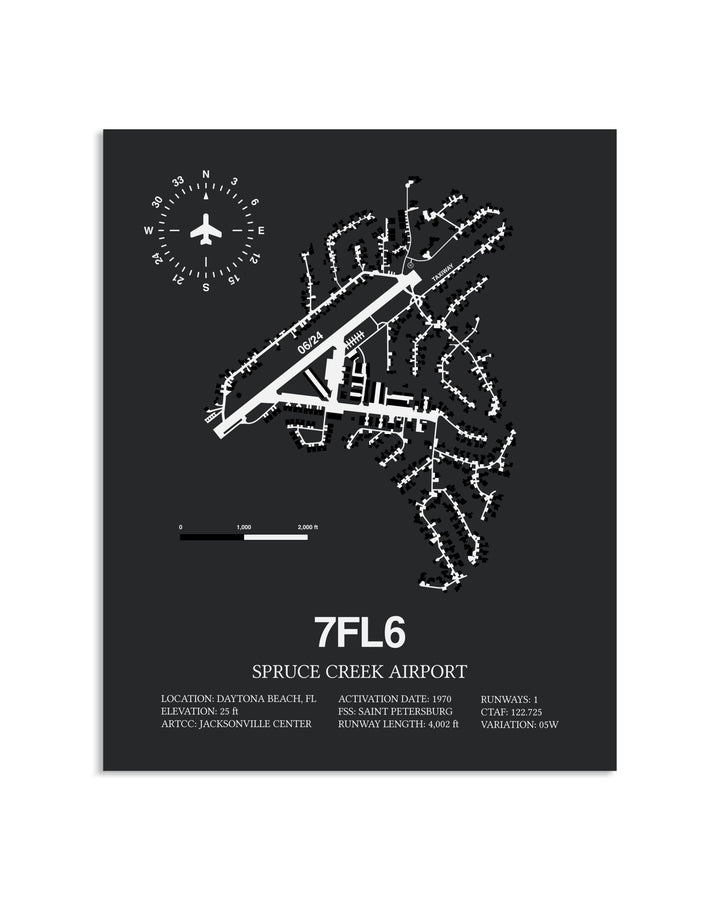 Gray Framed Spruce Creek Airport layout wall art poster
