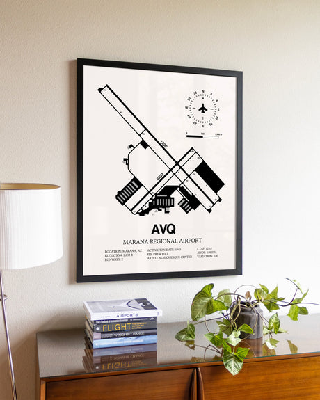 Marana Regional Airport aviation wall décor in black wood frame