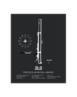 Gray Framed Pineville Municipal Airport layout wall art poster