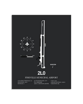 Gray Framed Pineville Municipal Airport layout wall art poster