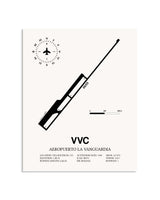 Gray Aeropuerto La Vanguardia framed poster displayed in an airplane hangar