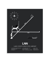 Gray Framed Lake County Executive Airport layout wall art poster