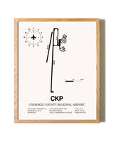 Cherokee County Regional Airport framed print in natural wood frame