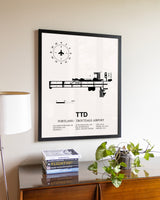 Portland-Troutdale Airport aviation wall décor in black wood frame