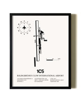 Framed Bolingbrook's Clow International Airport wall art poster in black frame