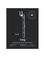 Gray Framed Indianapolis Executive Airport layout wall art poster