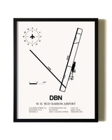 Framed W H 'Bud' Barron Airport wall art poster in black frame