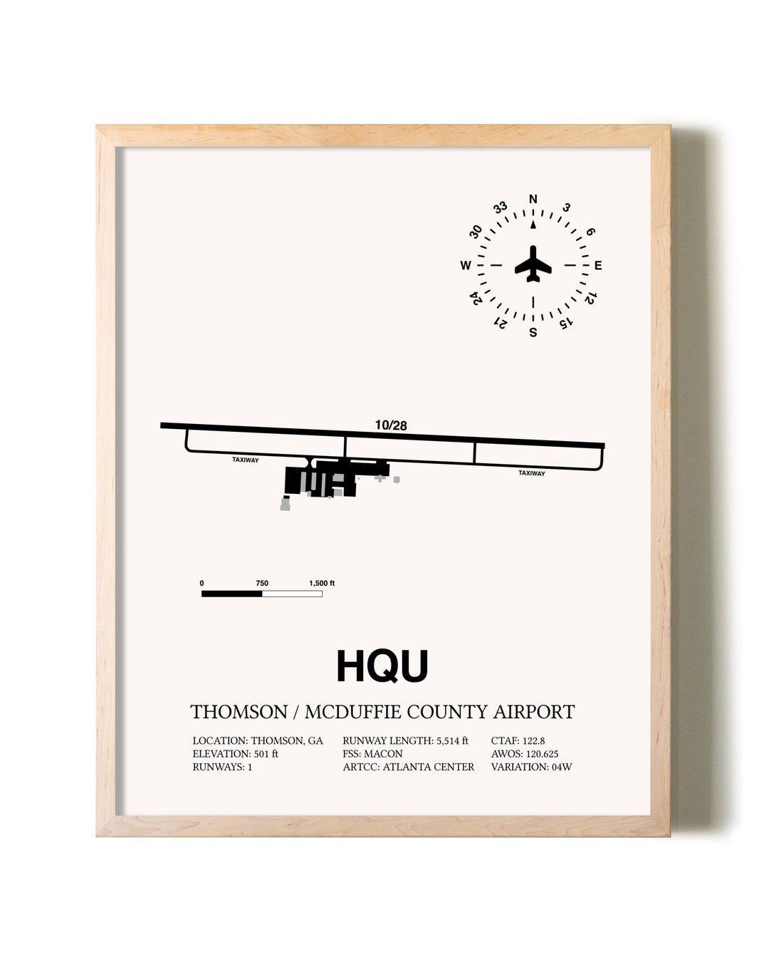 Thomson / McDuffie County Airport framed wall art in white frame