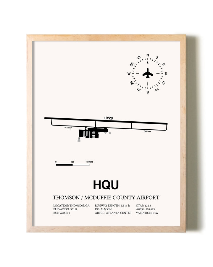 Thomson / McDuffie County Airport framed wall art in white frame